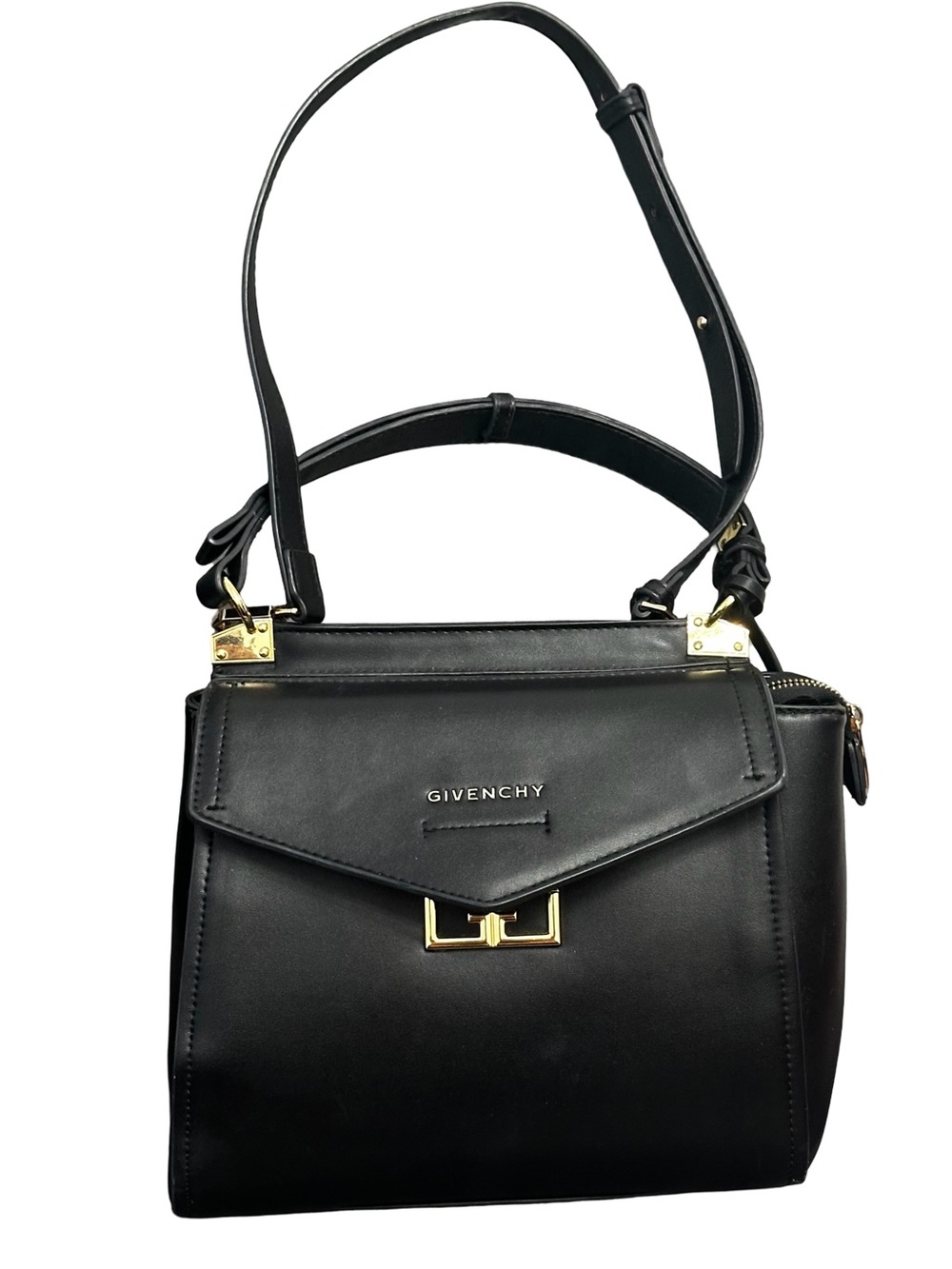 Black Crossbody Bag with Gold-Tone Hardware (Givenchy Style)
